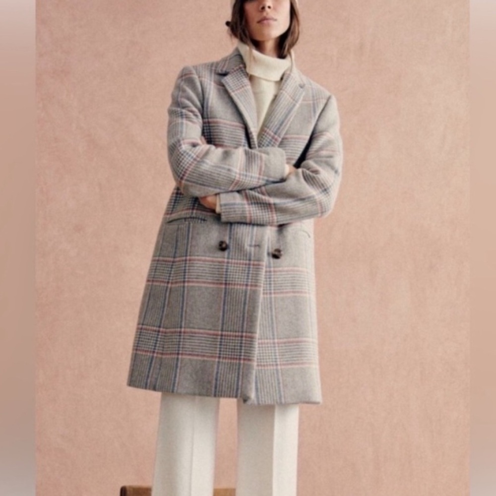 Sezane Johnson Coat Dublin Check - Size 4